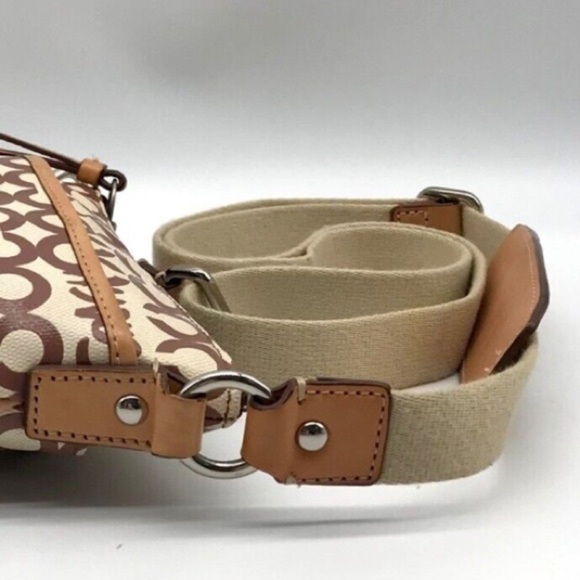 Coach Swing Bag Crossbody Signature Coated Canvas Leather Brown/Cream Patterned - Picture 2 of 16
